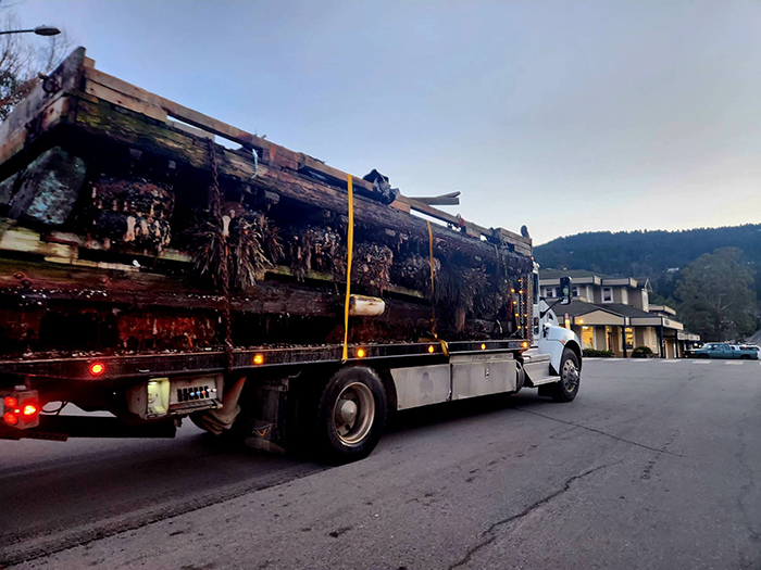 Derelict docks pulled from Ganges Harbour