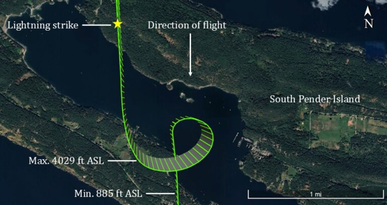 TSB: lightning hit on helicopter unforeseeable 